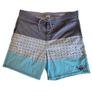 Santa‎ Barbara Surf Shop Board Shorts Mens 36 Blue Gray Colorblock Beachwear